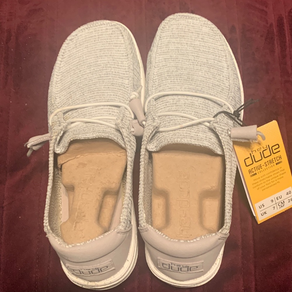 Hey Dude Light Gray Active-Stretch Shoes